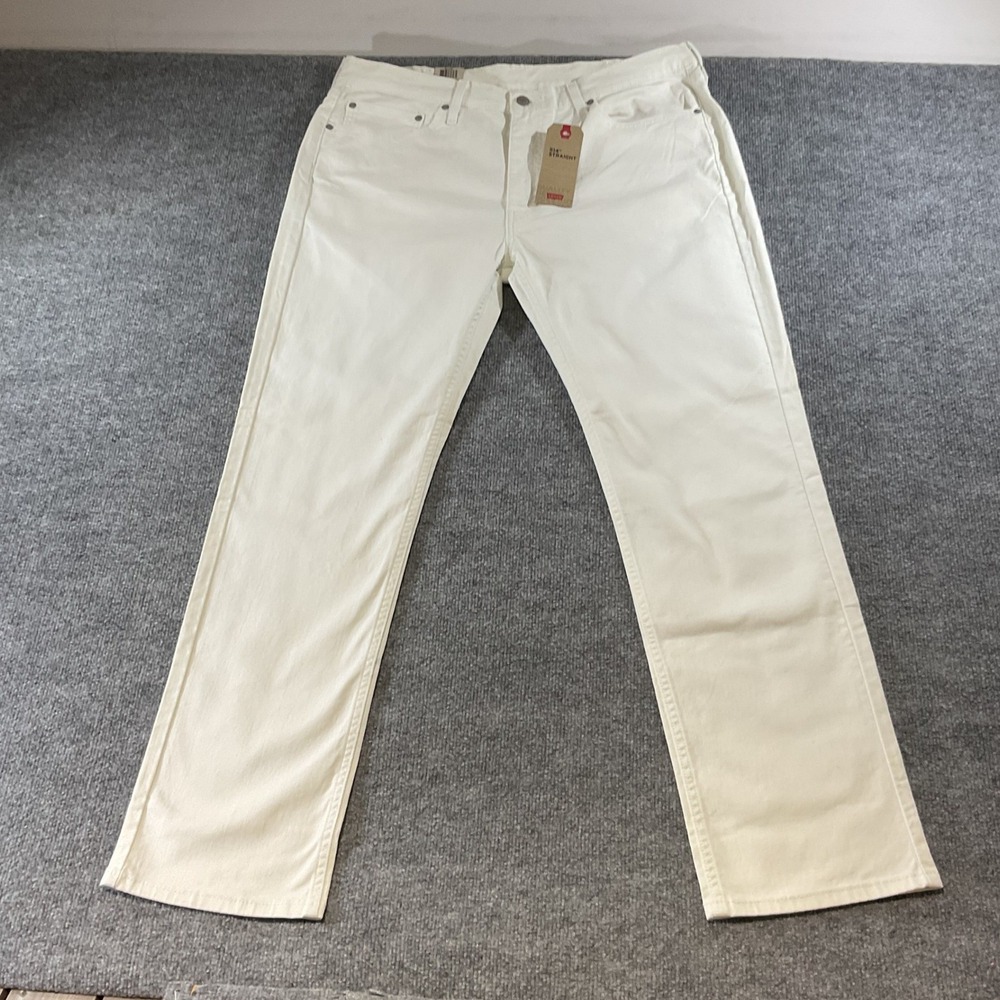 Levis 514 Straight Fit Stretch Jeans Mens 38x32 White Denim Pants NWT